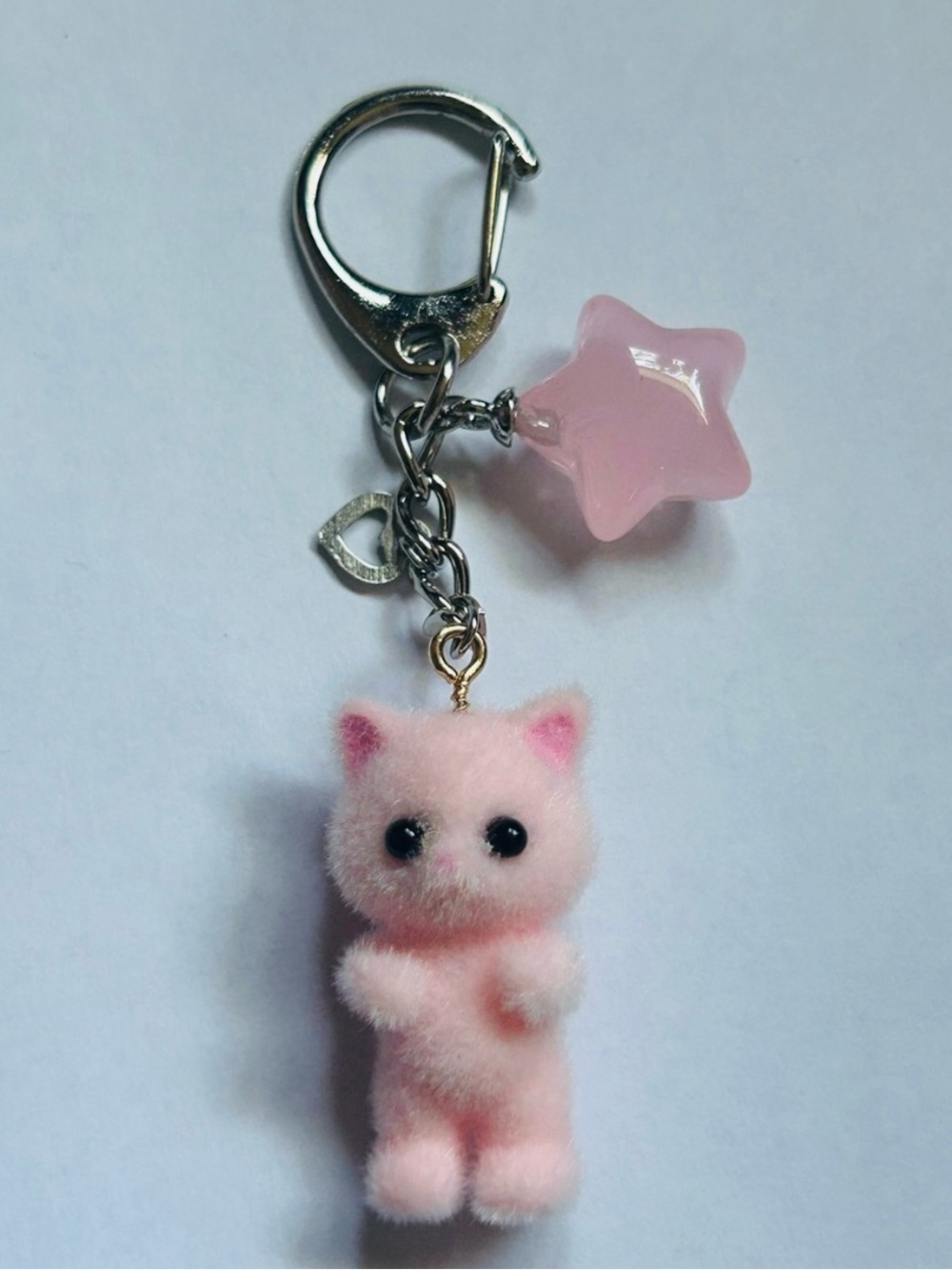 Pink Kitty Cat Keychain Charm - Cute Key Chain